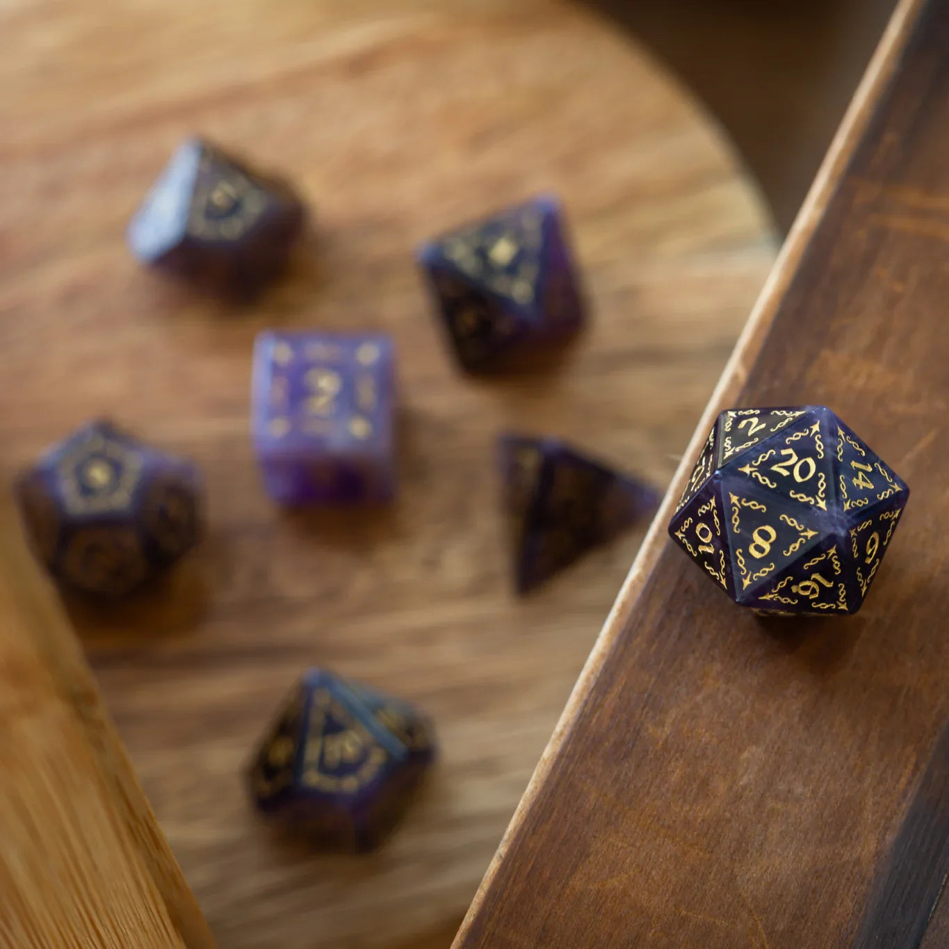 Vine Spike Gemstone Purple Amethyst DND Dice Set | Gemstone Dice | Wiccan Center