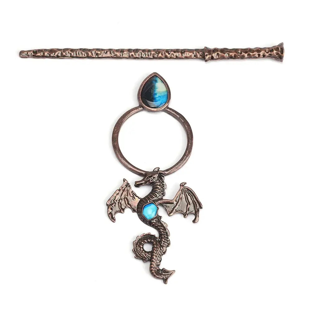 Vintage Viking Dragon Hair Clip Gothic Punk Metal Hair Accessory Unisex Cosplay Headwear Gift