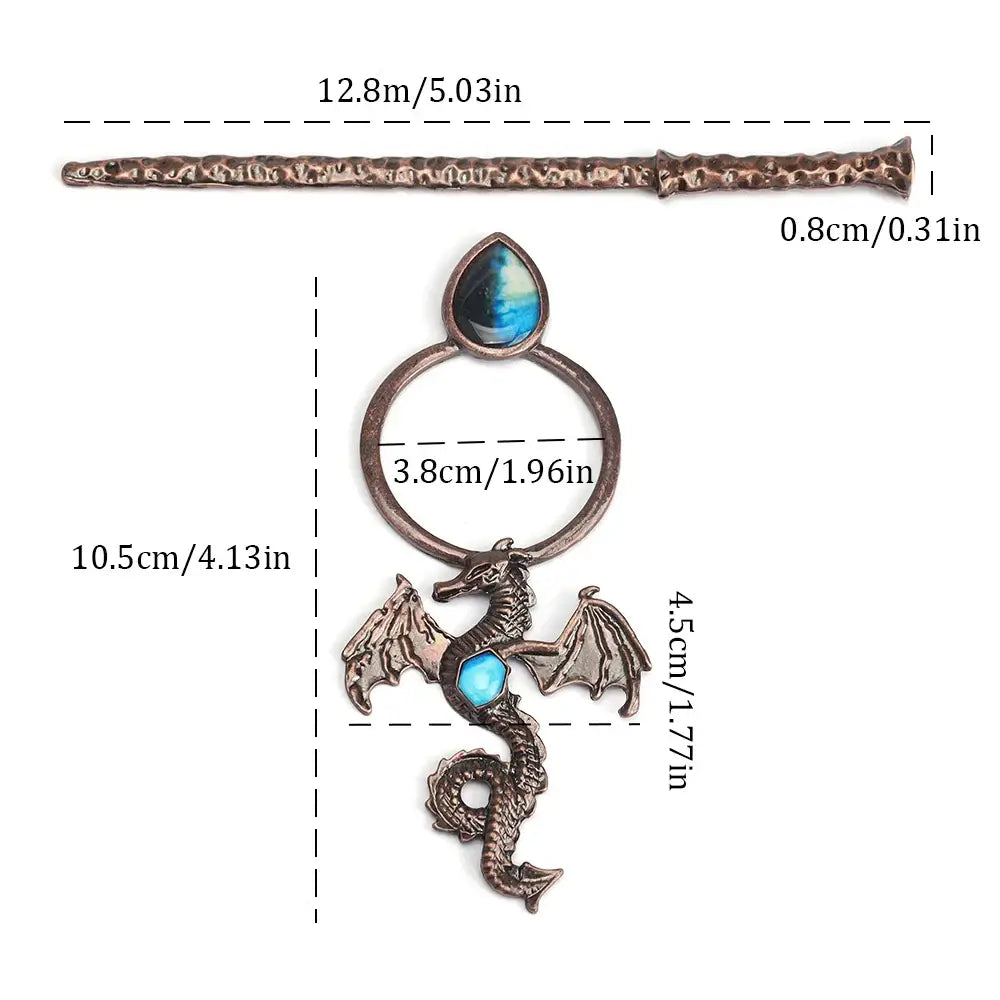 Vintage Viking Dragon Hair Clip Gothic Punk Metal Hair Accessory Unisex Cosplay Headwear Gift