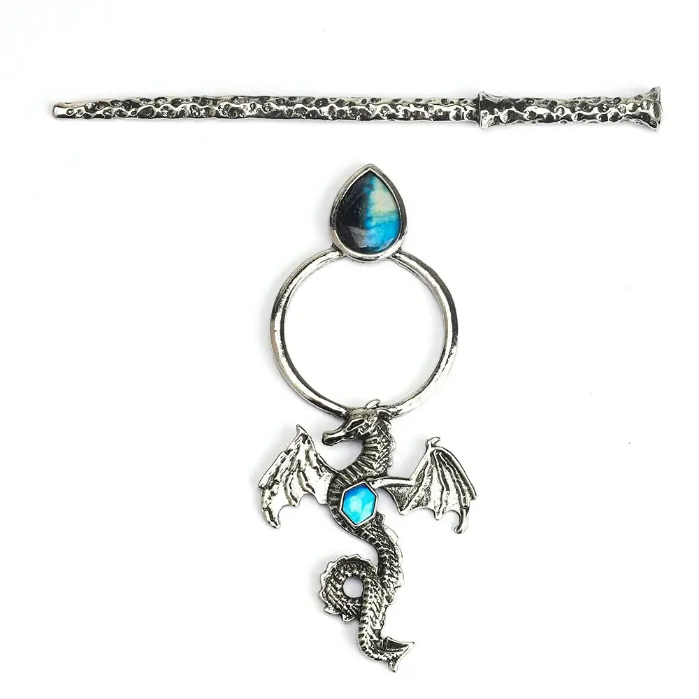 Vintage Viking Dragon Hair Clip Gothic Punk Metal Hair Accessory Unisex Cosplay Headwear Gift