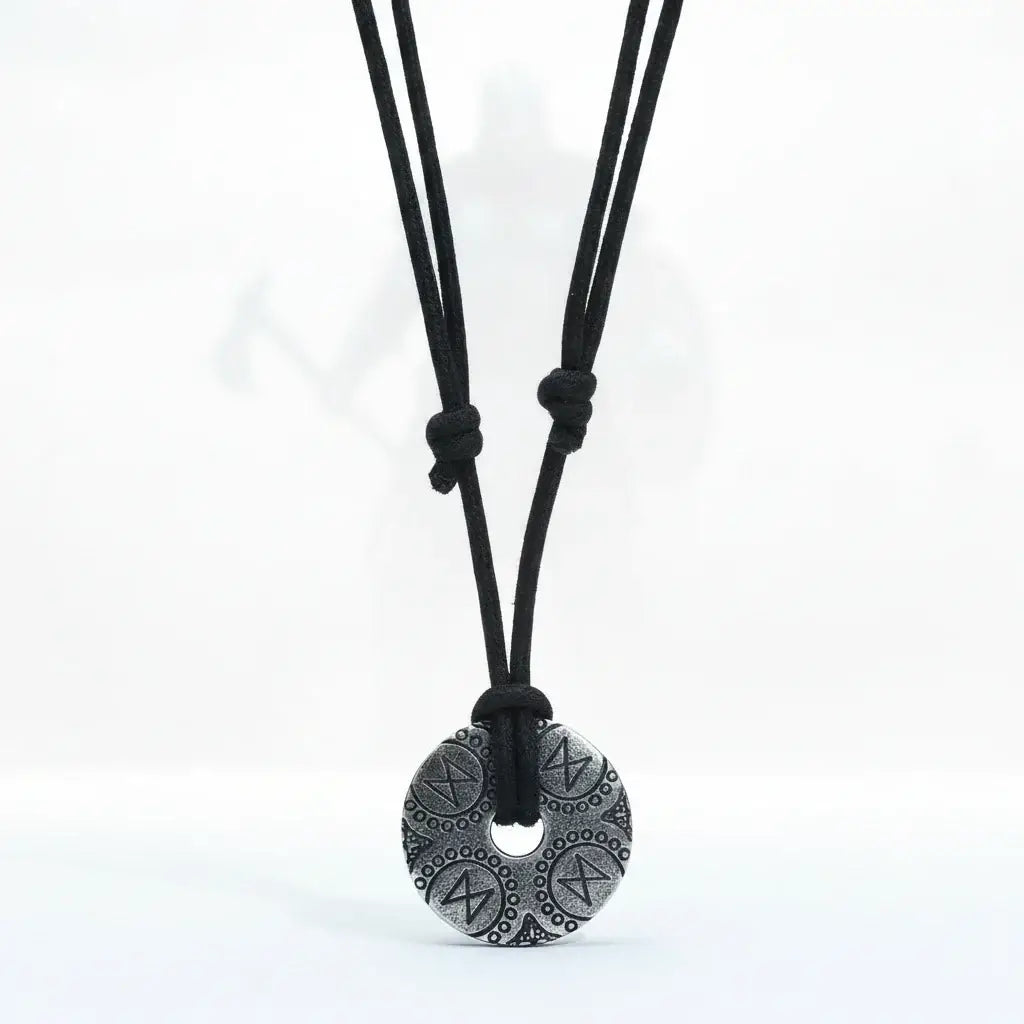 Vintage Viking Rune Titanium Steel Round Pendant Necklace for Men