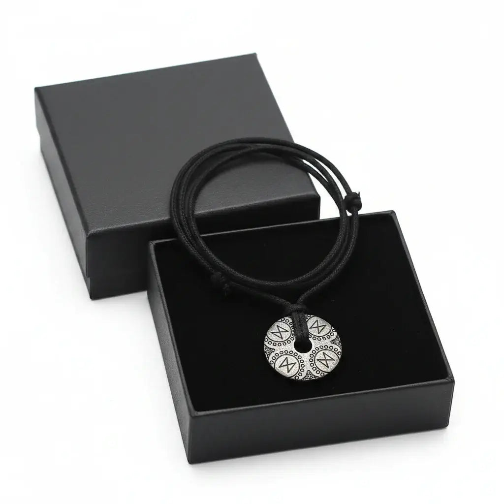 Vintage Viking Rune Titanium Steel Round Pendant Necklace for Men