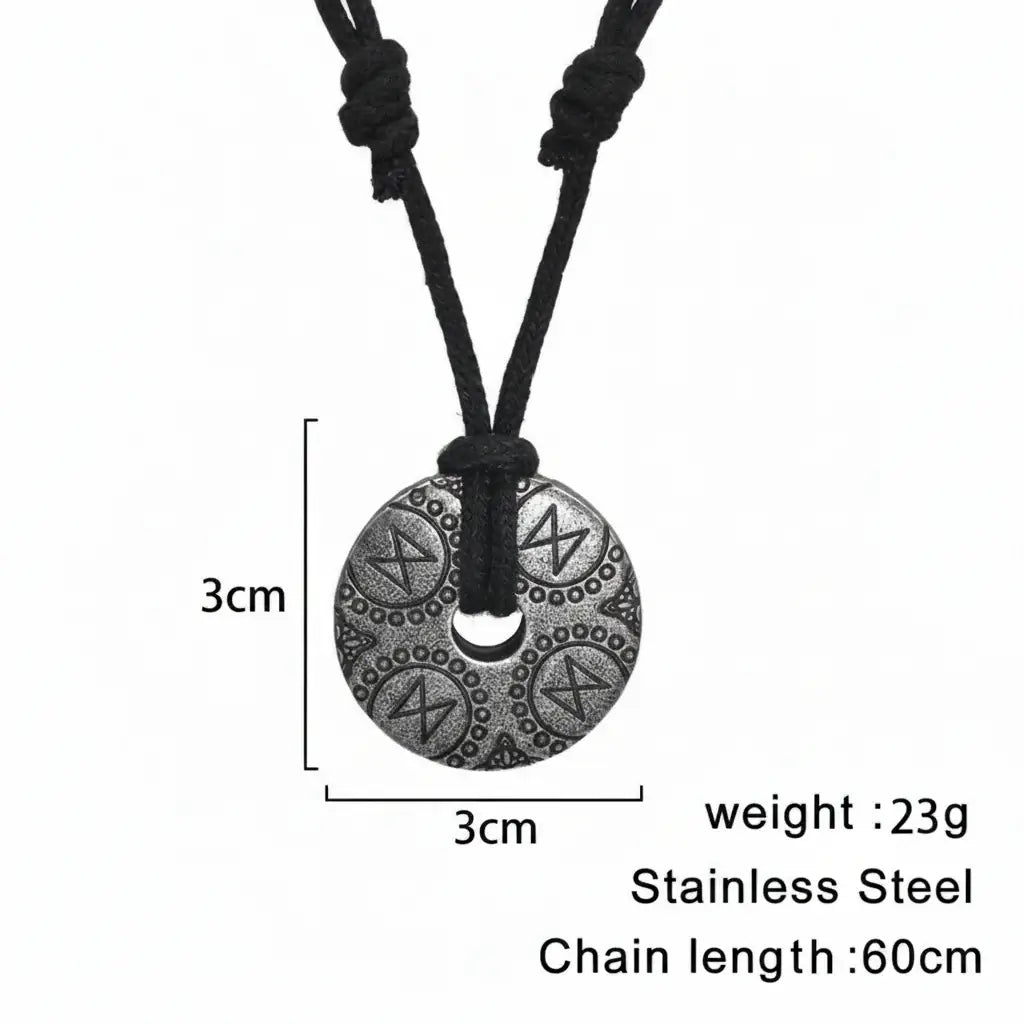 Vintage Viking Rune Titanium Steel Round Pendant Necklace for Men