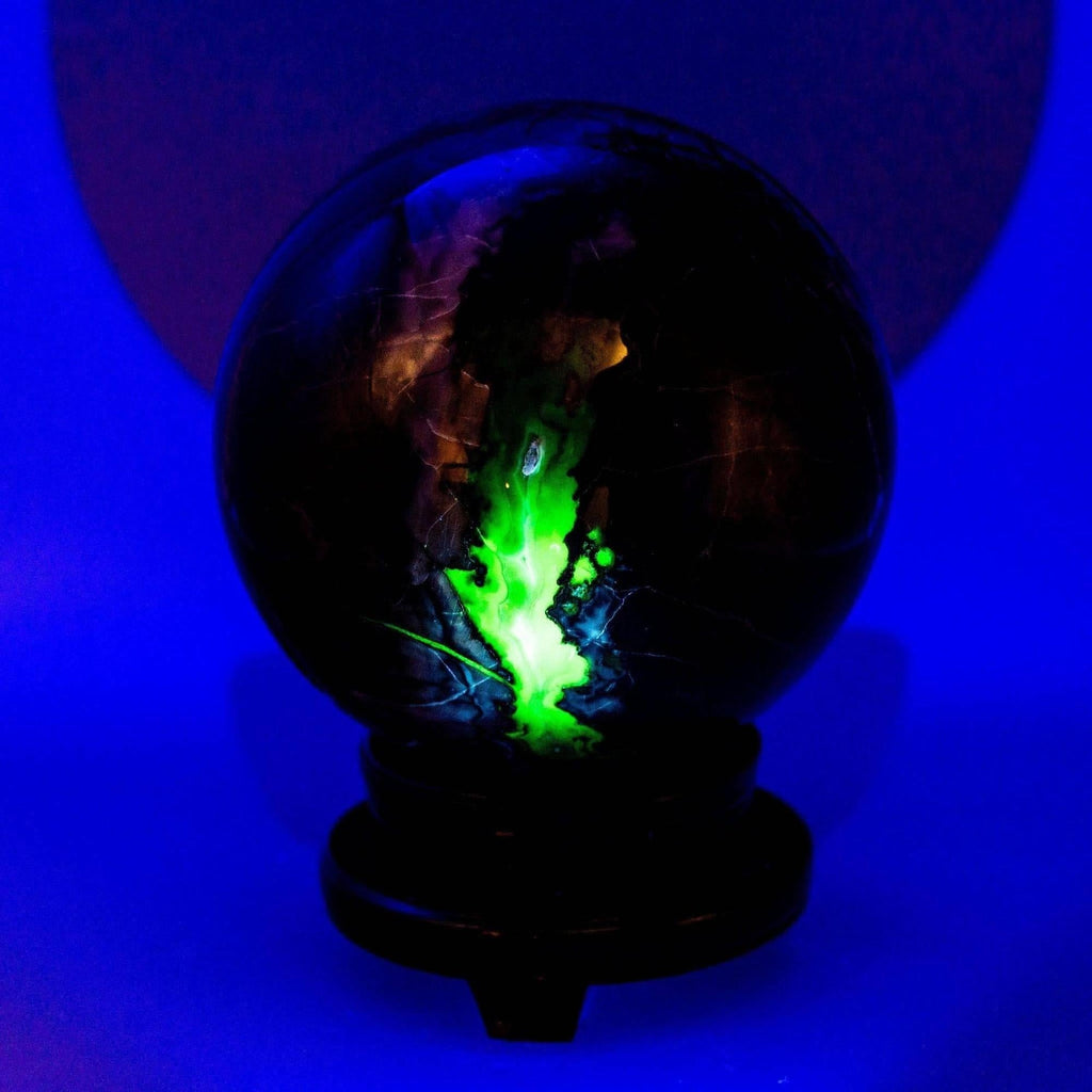 Volcano Agate UV Reactive Crystal Sphere Statement Piece | Spheres | Wiccan Center