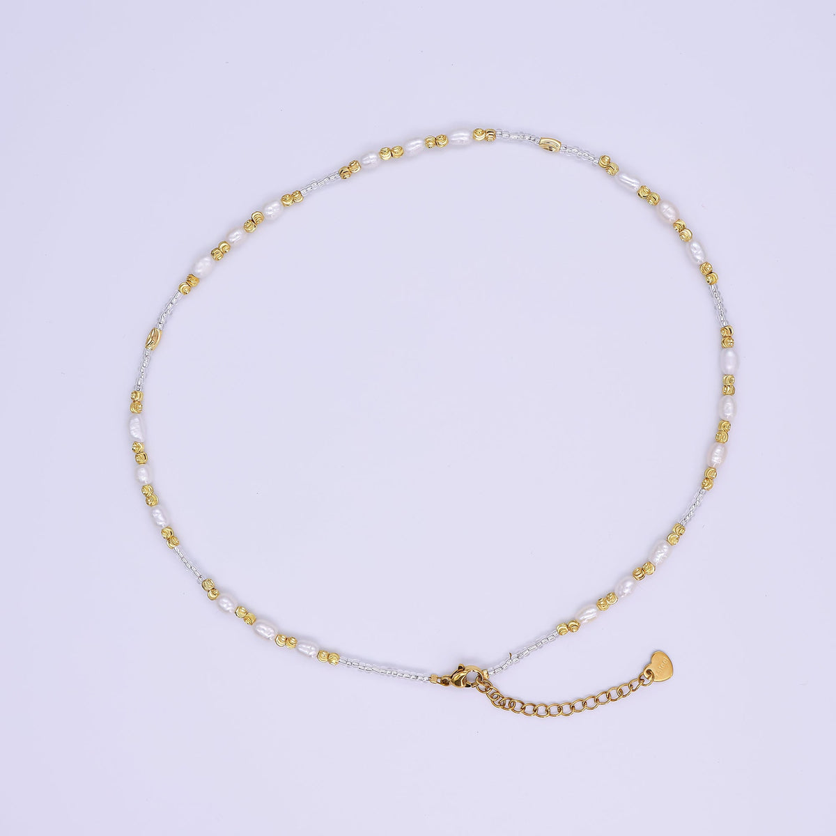 Handmade Bead Chain Necklace with Mother of Pearl 15.55 Inch with Extender | WA2586 | Necklaces | Wiccan Center