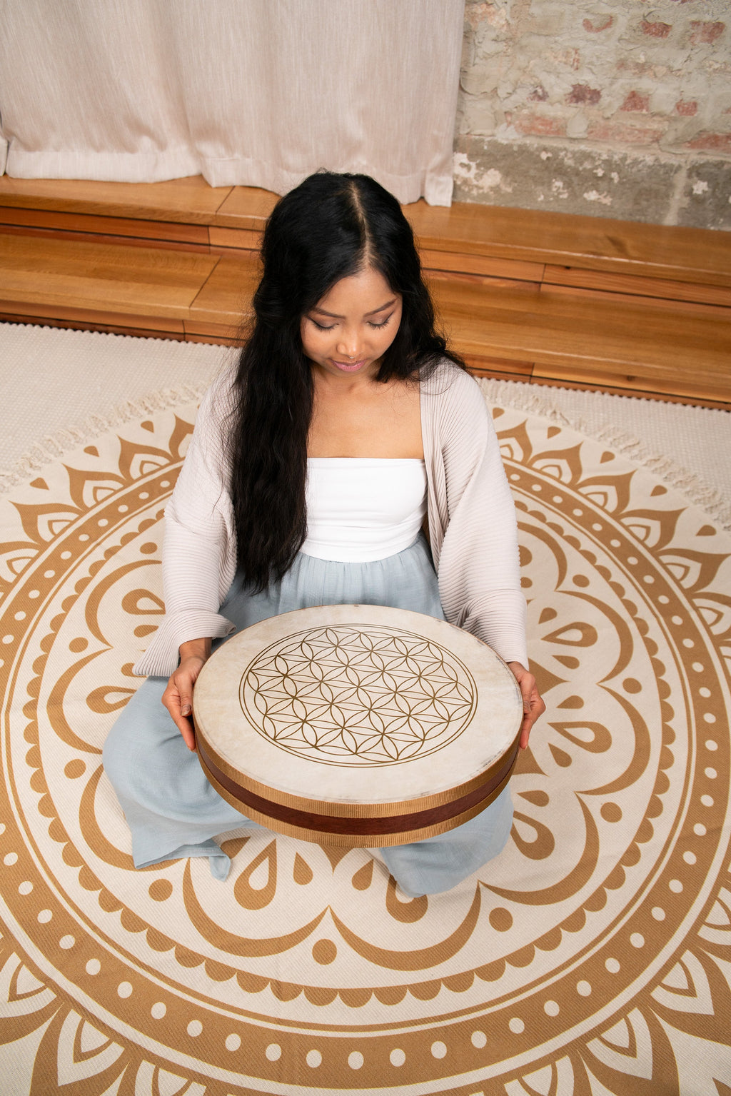 16" Wave / Ocean Drum, Flower of Life | | Wiccan Center