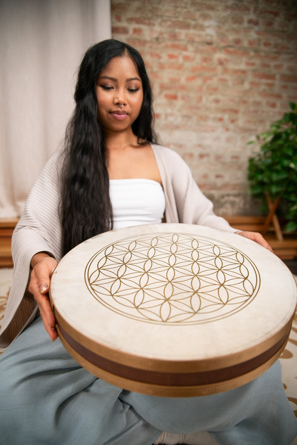 16" Wave / Ocean Drum, Flower of Life | | Wiccan Center