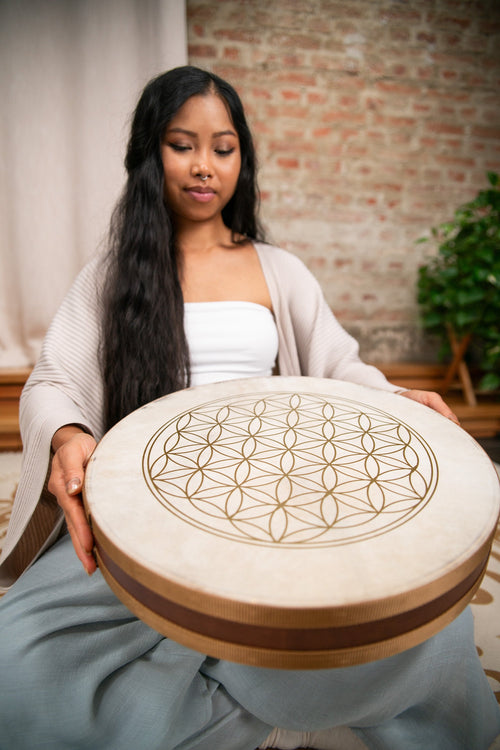 16" Wave / Ocean Drum, Flower of Life | | Wiccan Center