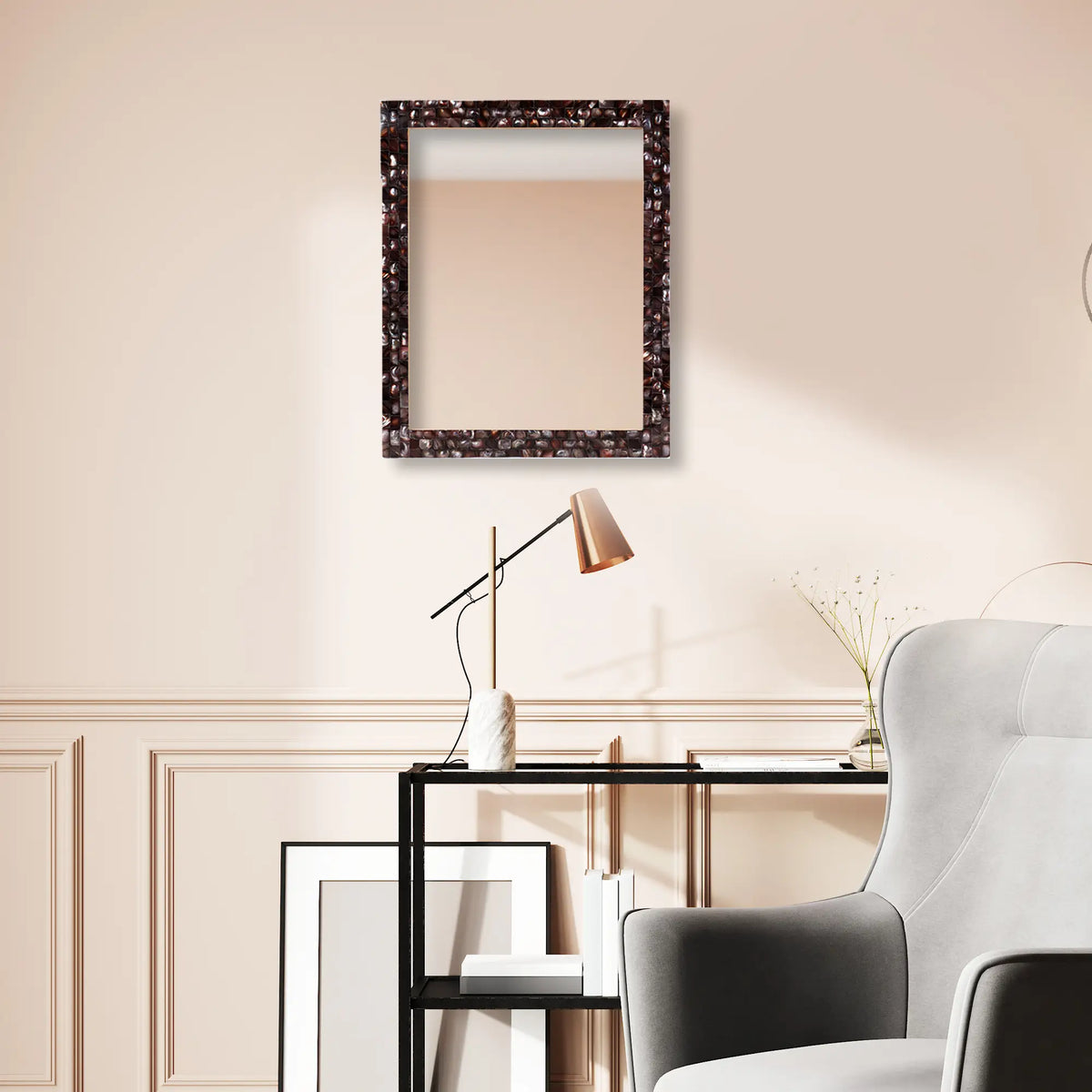 Make To Order Mother Of Pearl Grey Mirror in 7 Sizes | Mirror | Wiccan Center