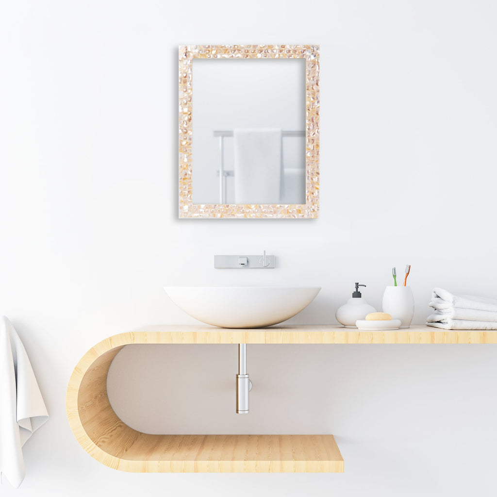 Make To Order Mother Of Pearl White Mirror in 9 Sizes | Mirror | Wiccan Center