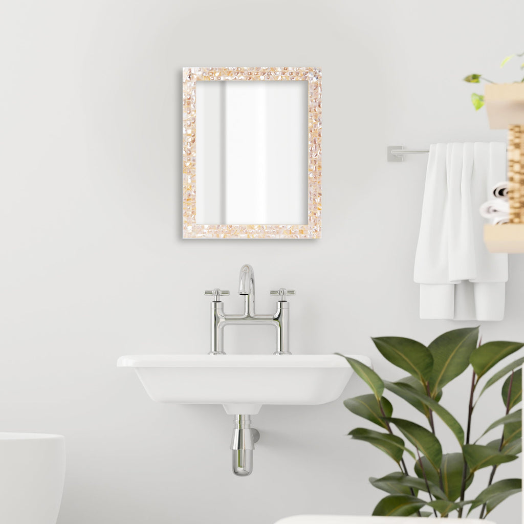 Make To Order Mother Of Pearl White Mirror in 9 Sizes | Mirror | Wiccan Center