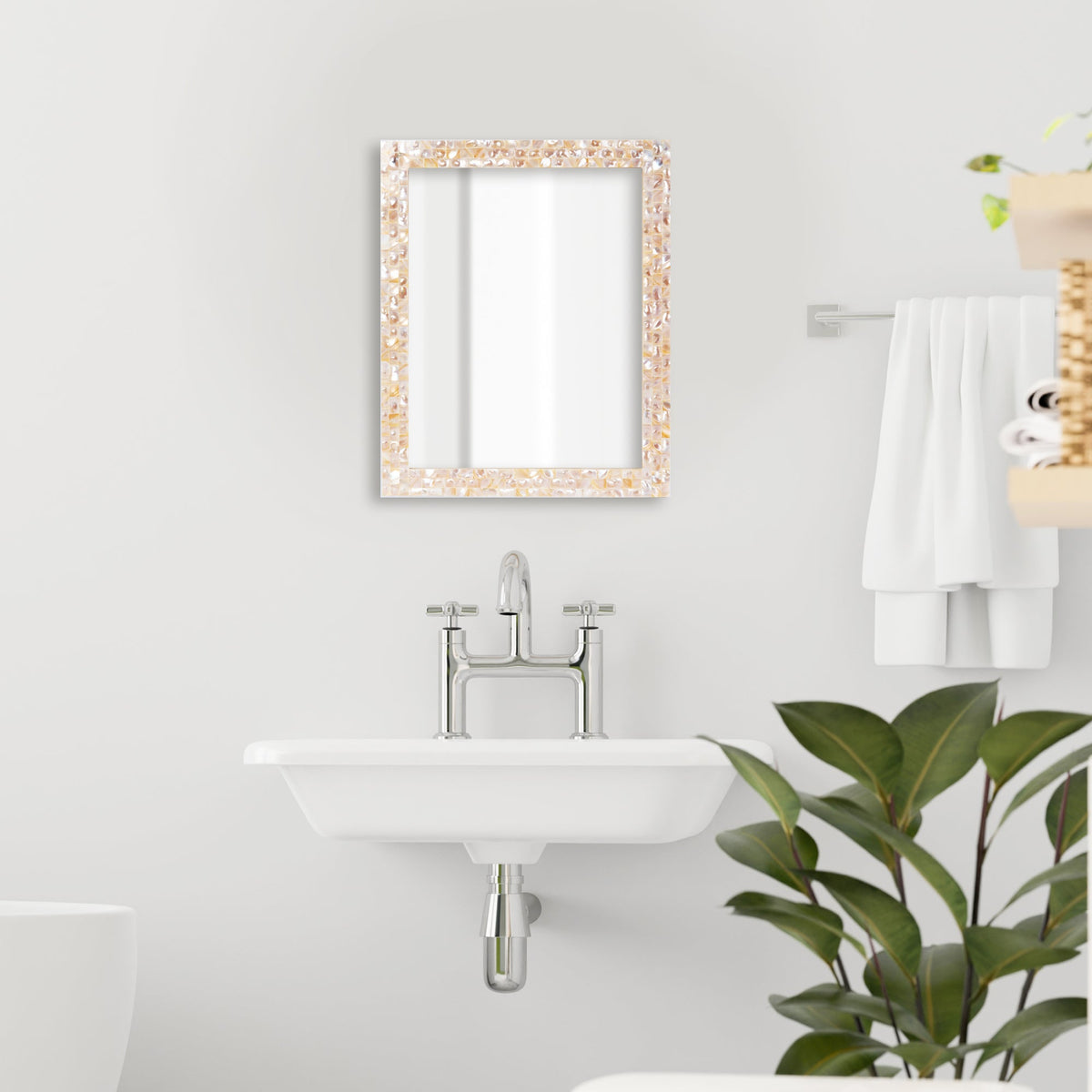 Make To Order Mother Of Pearl White Mirror in 9 Sizes | Mirror | Wiccan Center