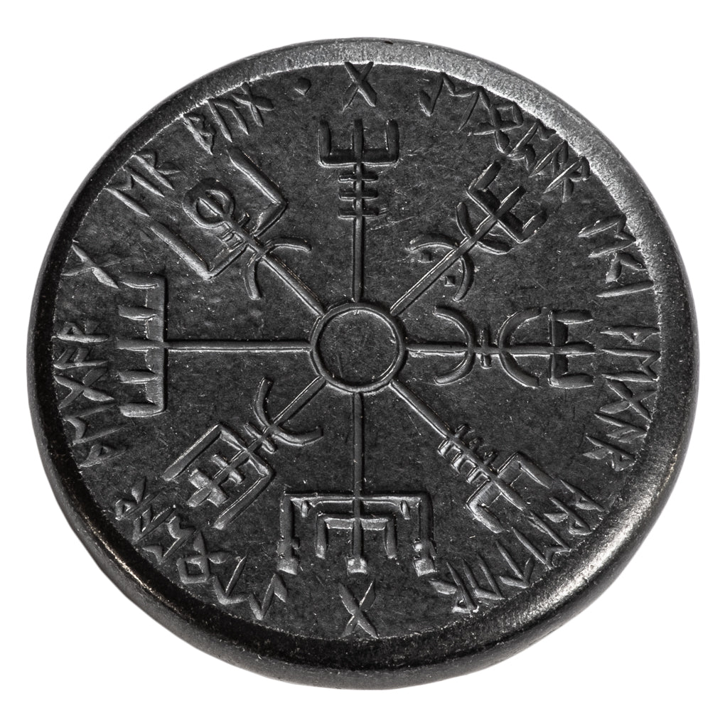 Norse Dual Stave in Iron, Vegvisir and Helm of Awe | Artwork | Wiccan Center