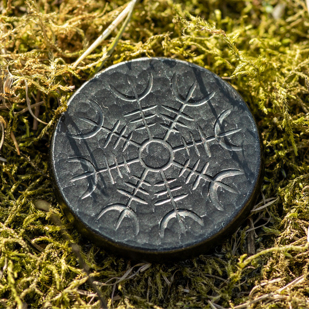 Norse Dual Stave in Iron, Vegvisir and Helm of Awe | Artwork | Wiccan Center