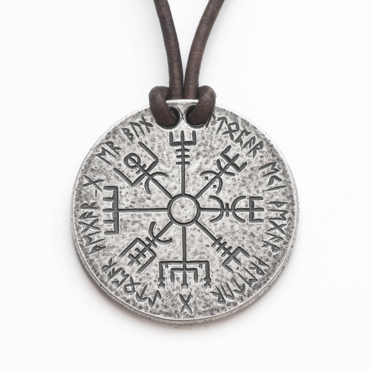 Norse Dual Stave - .999 Fine Silver Necklace - Aegishjalmur Vegvisir | Artwork | Wiccan Center