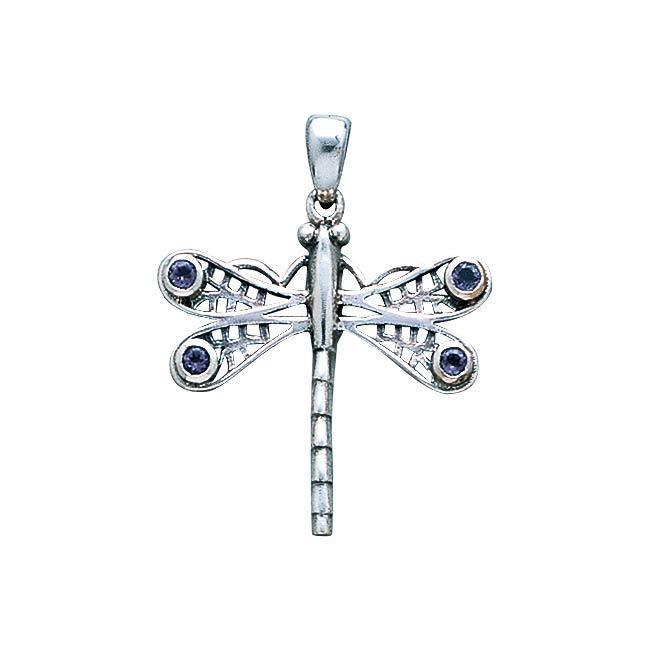 Dragonfly Sterling Silver Pendant with Gemstone WP024
