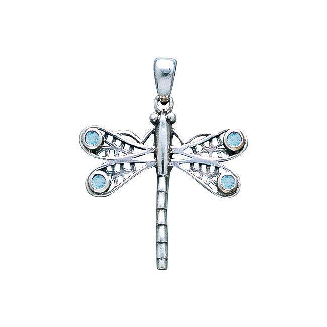 Dragonfly Sterling Silver Pendant with Gemstone WP024