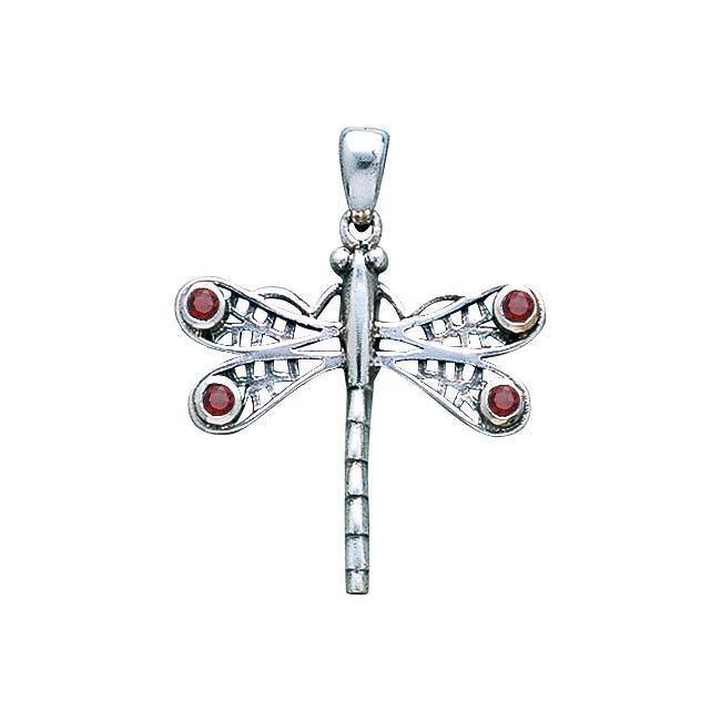 Dragonfly Sterling Silver Pendant with Gemstone WP024