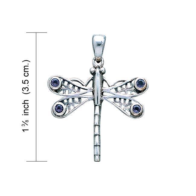 Dragonfly Sterling Silver Pendant with Gemstone WP024