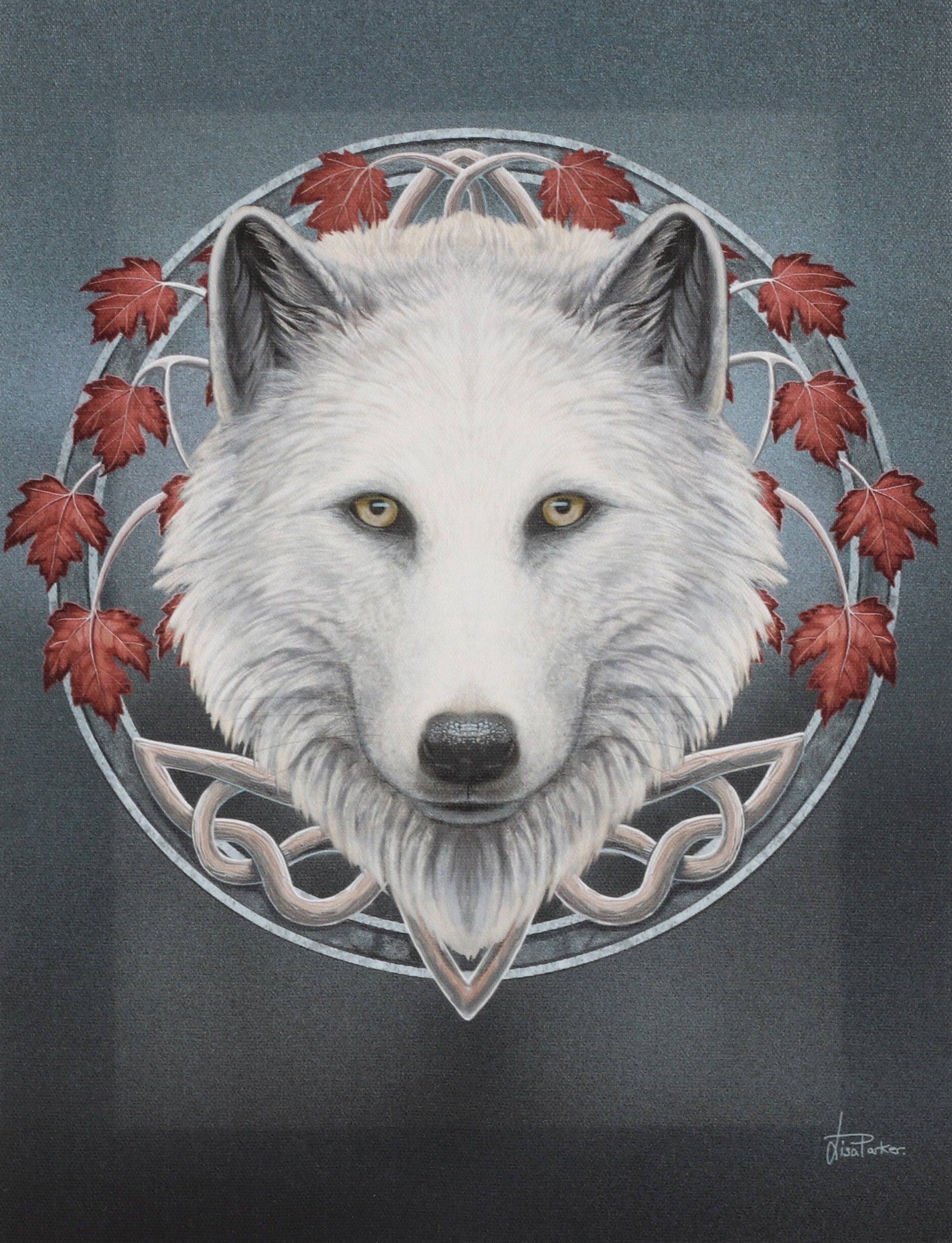 Guardian of the Fall White Wolf Canvas Art Print by Lisa Parker | Canvas Art Prints | Wiccan Center