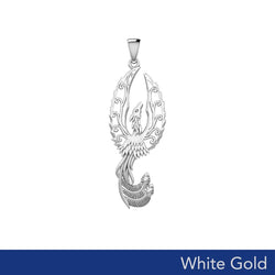 Mythical Phoenix Solid White Gold Pendant WPD5723 | Pendants | Wiccan Center