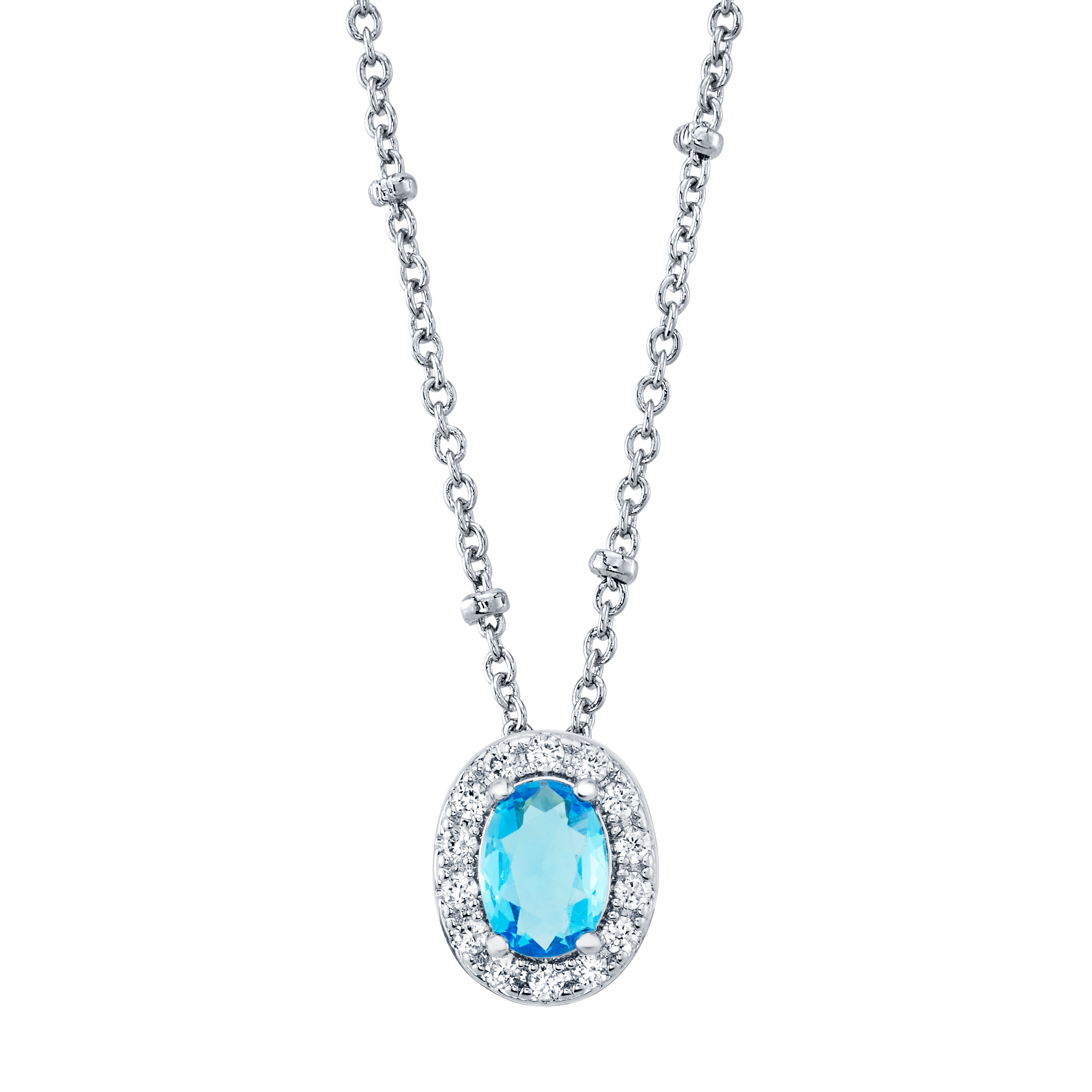 Blue Zircon Birthstone Necklace (December) | Necklace | Wiccan Center