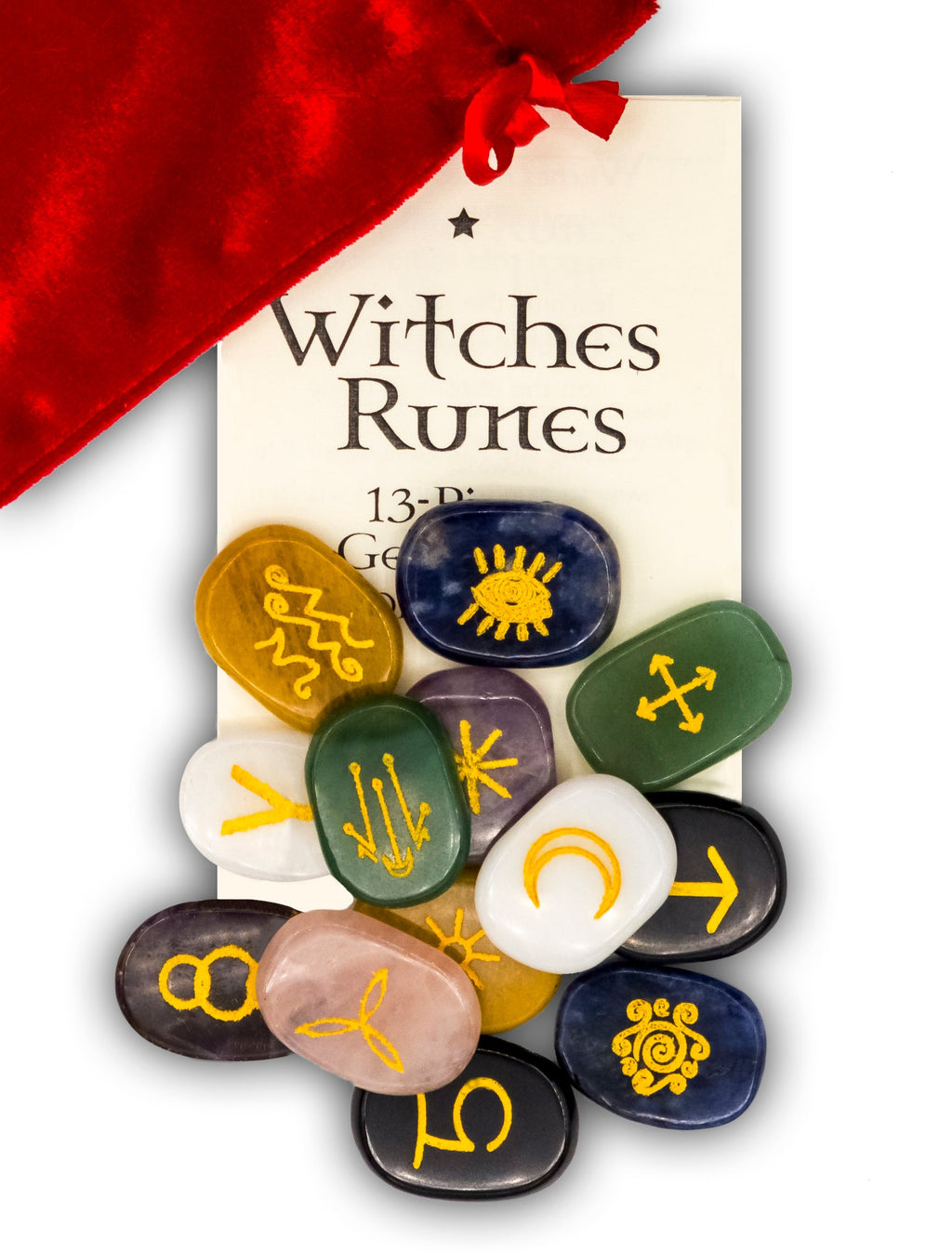 Witches Runes: 13-piece Gemstone Oracle Set | Witch Stones | Wiccan Center