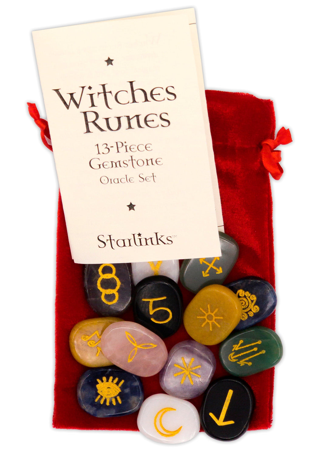 Witches Runes: 13-piece Gemstone Oracle Set | Witch Stones | Wiccan Center