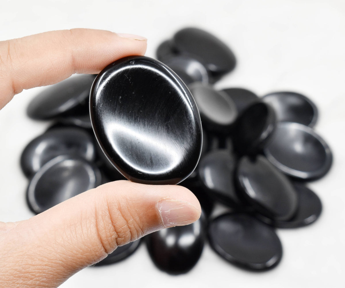 Black Tourmaline Worry  Stones (Meditation and Self-Acceptance)