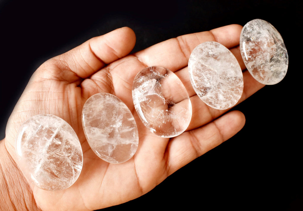 Crystal Quartz Pocket Stones (Dispelling Negative Energy and Meditation) | Worry & Palm Stones | Wiccan Center