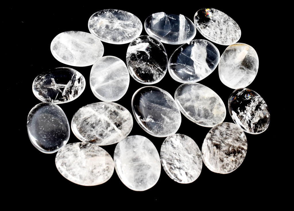 Crystal Quartz Pocket Stones (Dispelling Negative Energy and Meditation) | Worry & Palm Stones | Wiccan Center