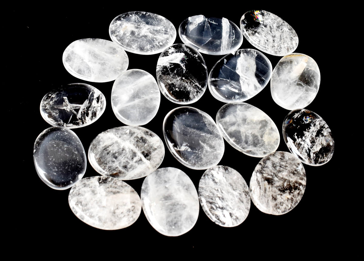 Crystal Quartz Pocket Stones (Dispelling Negative Energy and Meditation) | Worry & Palm Stones | Wiccan Center