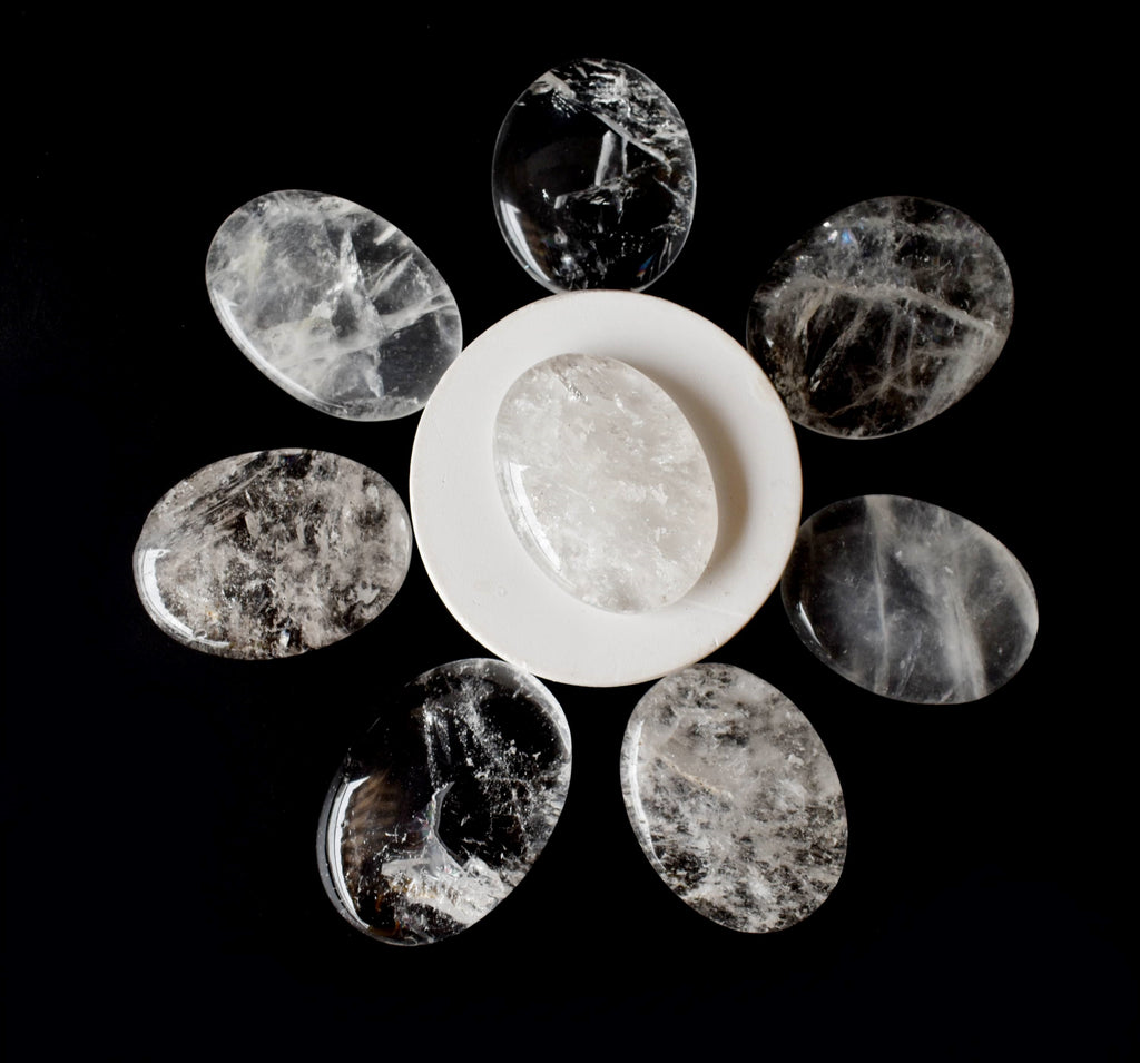 Crystal Quartz Pocket Stones (Dispelling Negative Energy and Meditation) | Worry & Palm Stones | Wiccan Center