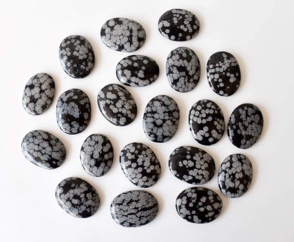 Snowflake Obsidian Pocket Stones (Angelic Communication and Past Life Recall) | Worry & Palm Stones | Wiccan Center
