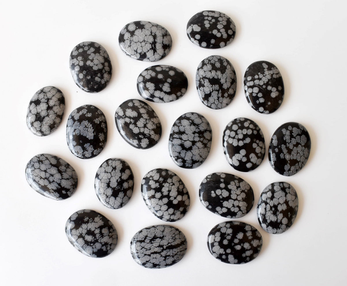 Snowflake Obsidian Pocket Stones (Angelic Communication and Past Life Recall) | Worry & Palm Stones | Wiccan Center