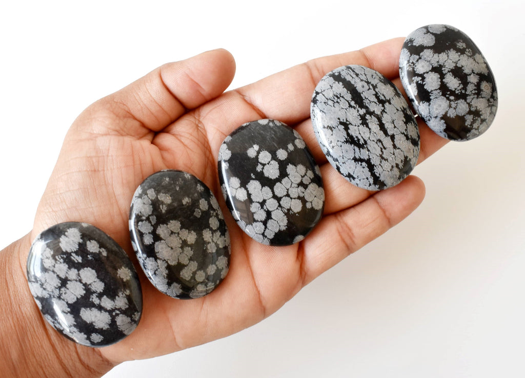 Snowflake Obsidian Pocket Stones (Angelic Communication and Past Life Recall) | Worry & Palm Stones | Wiccan Center