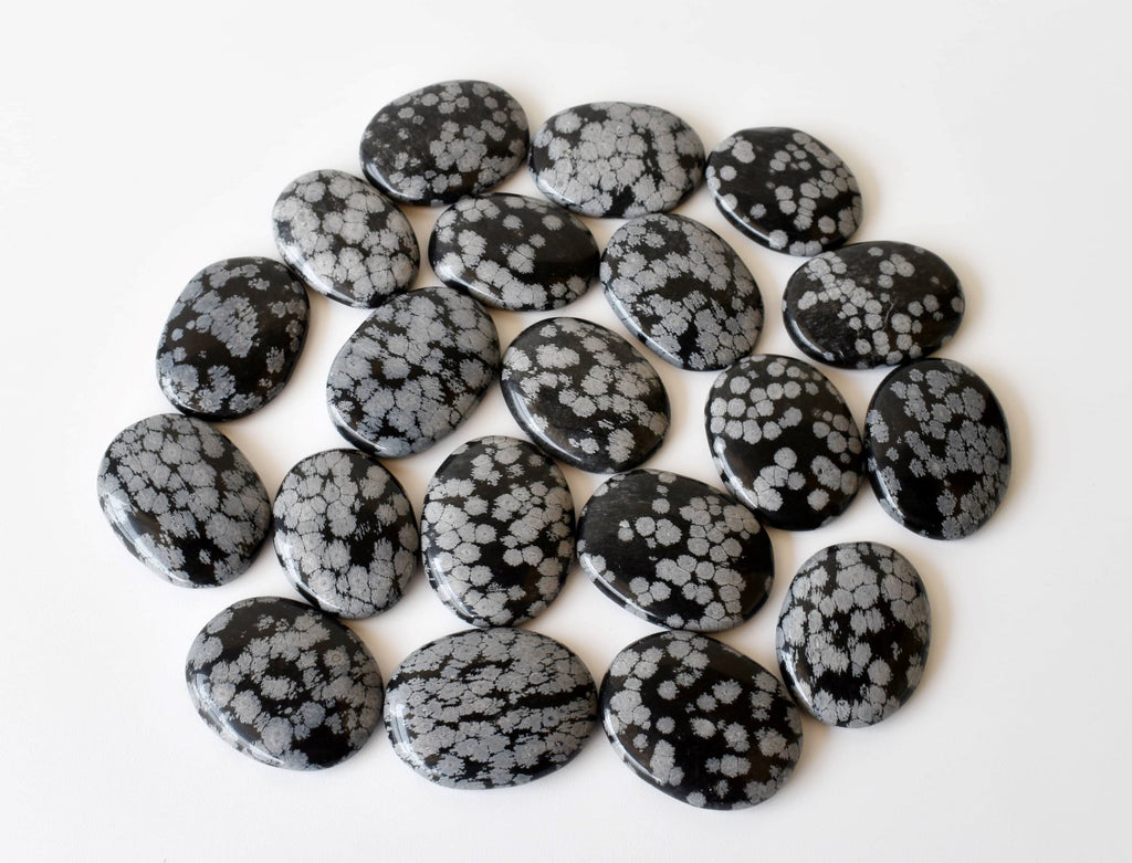 Snowflake Obsidian Pocket Stones (Angelic Communication and Past Life Recall) | Worry & Palm Stones | Wiccan Center