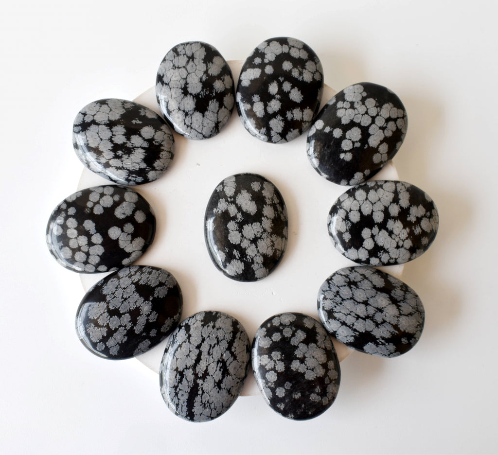 Snowflake Obsidian Pocket Stones (Angelic Communication and Past Life Recall) | Worry & Palm Stones | Wiccan Center
