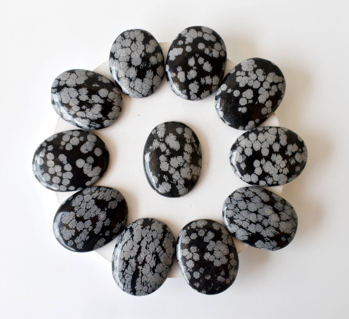 Snowflake Obsidian Pocket Stones (Angelic Communication and Past Life Recall) | Worry & Palm Stones | Wiccan Center