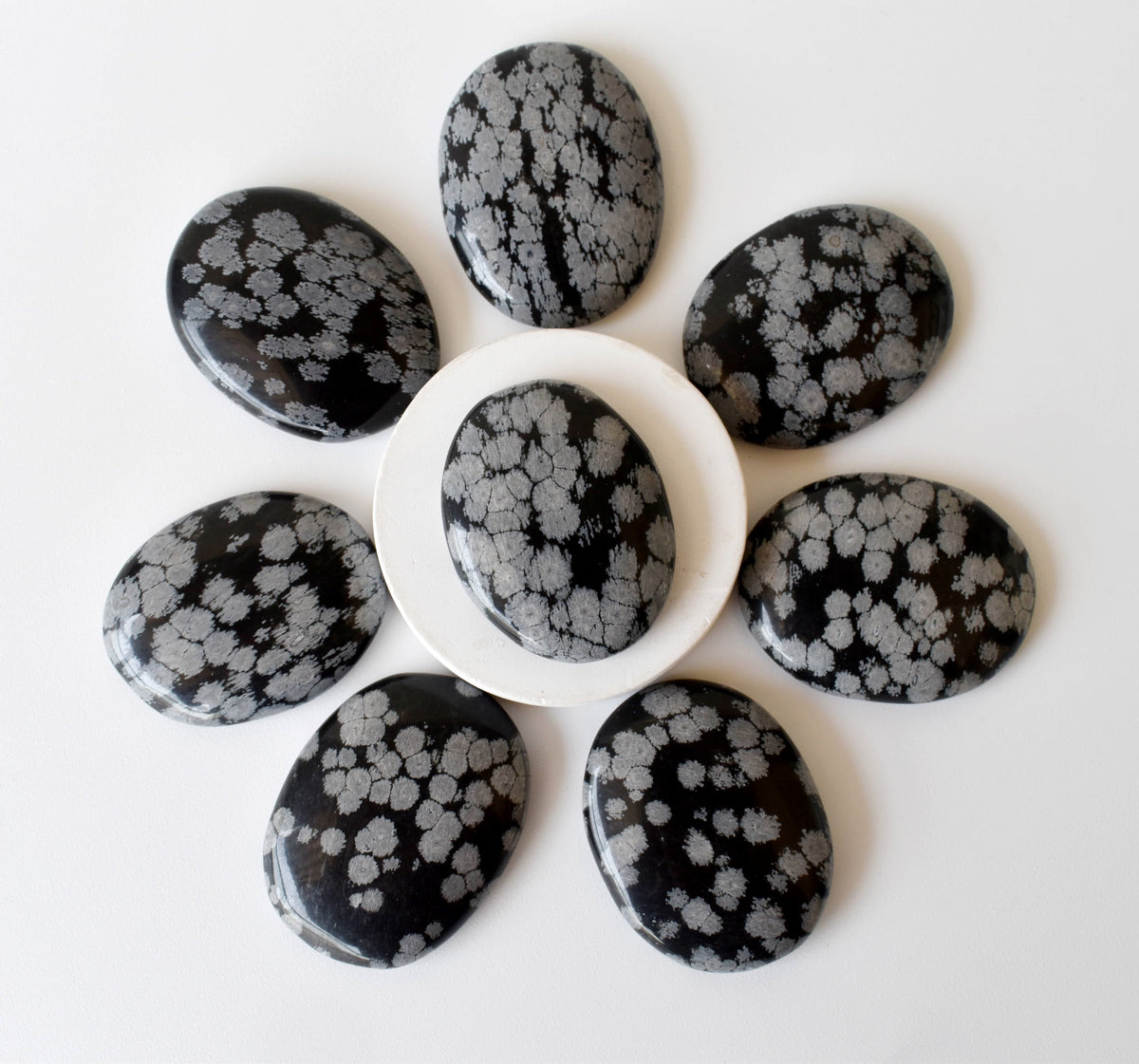 Snowflake Obsidian Pocket Stones (Angelic Communication and Past Life Recall) | Worry & Palm Stones | Wiccan Center