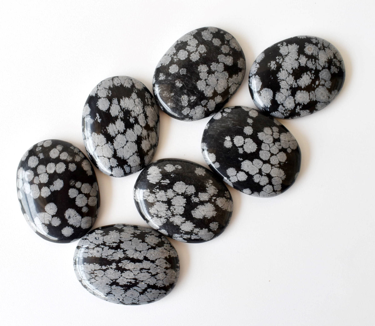 Snowflake Obsidian Pocket Stones (Angelic Communication and Past Life Recall) | Worry & Palm Stones | Wiccan Center