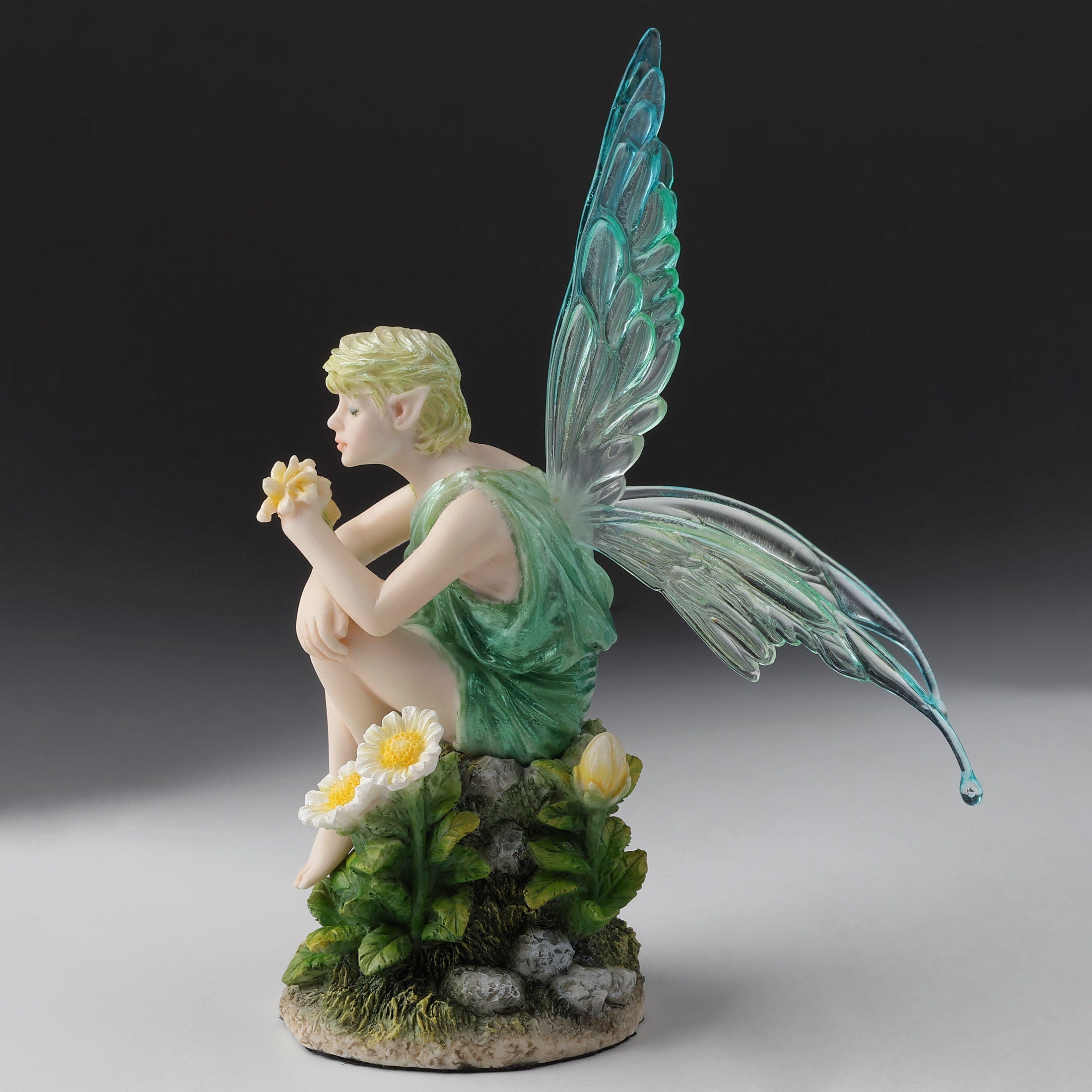 Sitting Daisy Fairy Boy Figurine