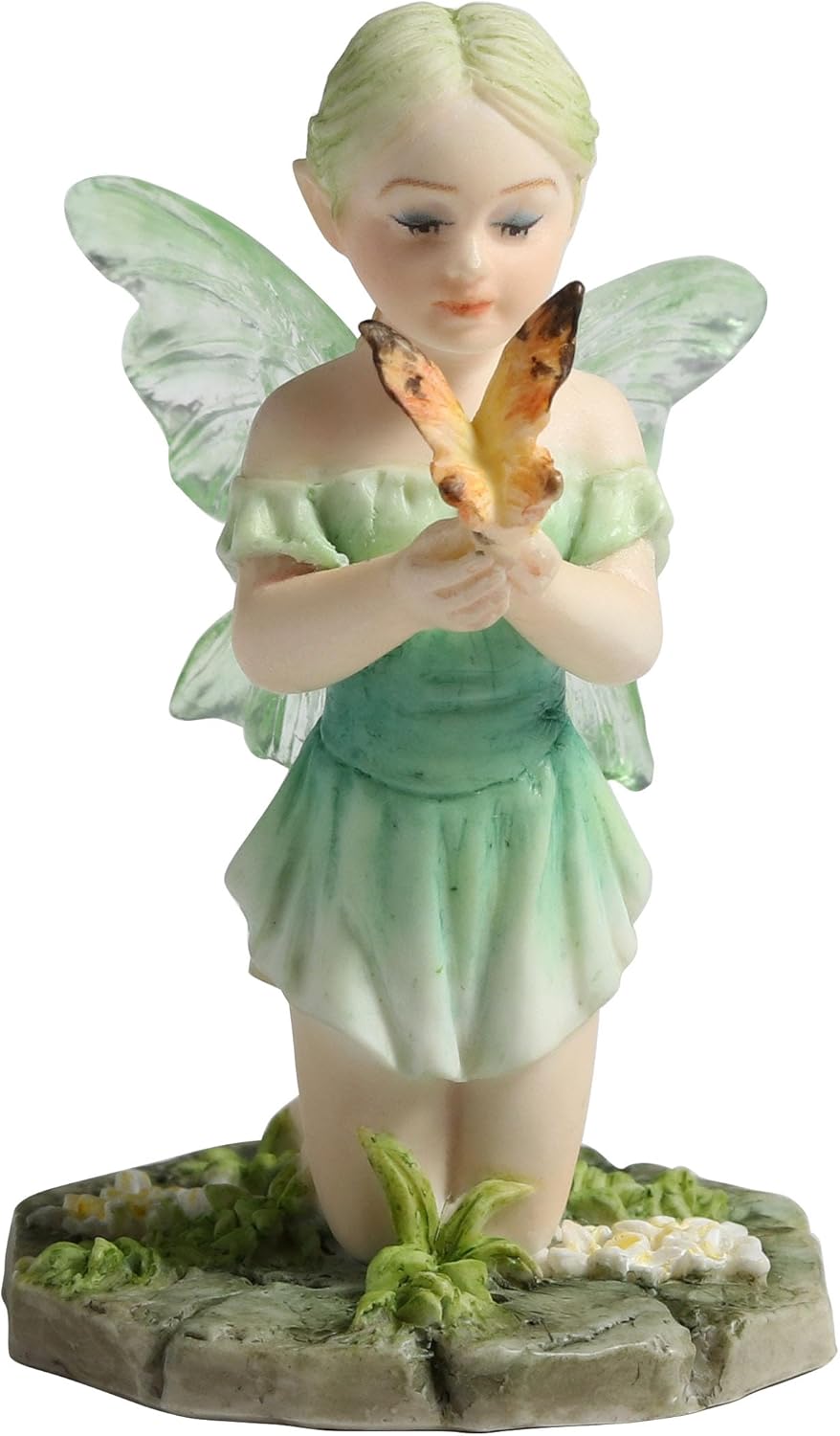 Pale Green Kneeling Butterfly Fairy Figurine | Fairy Figurines | Wiccan Center