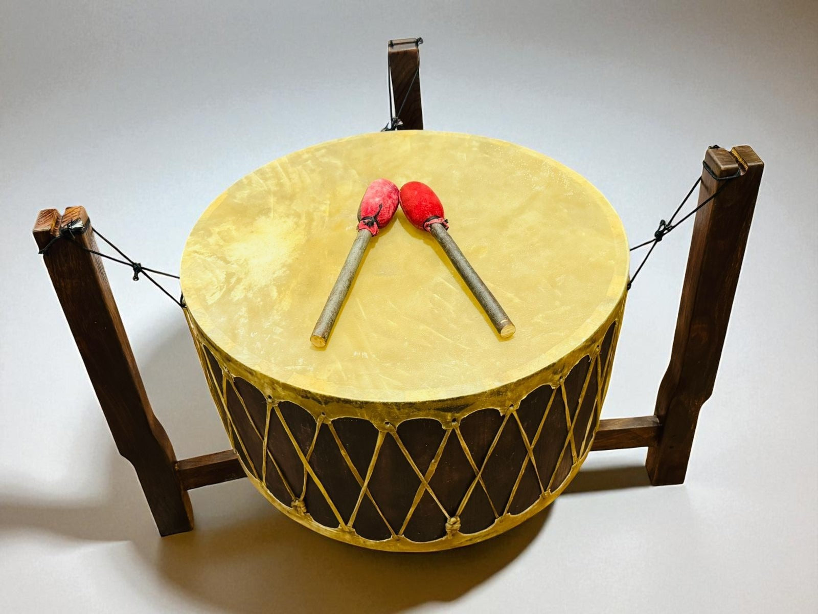 24" x 12" Pow Wow Drum Set with Stand & Sticks - Native Style Group Drum