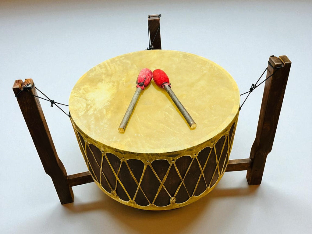 24" x 12" Pow Wow Drum Set with Stand & Sticks - Native Style Group Drum