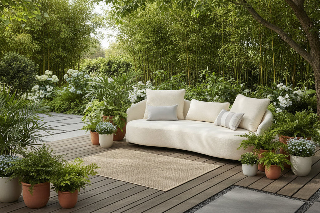 Serene Outdoor 6-Piece Lounge Set – 2-Sofas, Arm chair and Table Set | outdoor living room set | Wiccan Center