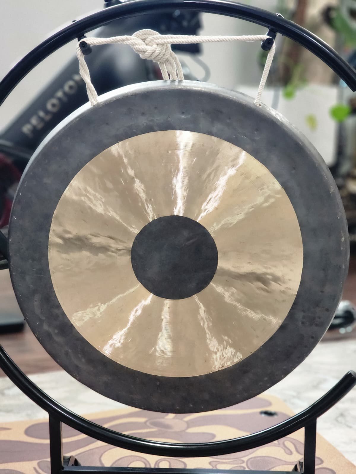 18" Traditional Bronze Gong with Metal C Stand for Sound Healing & Meditation