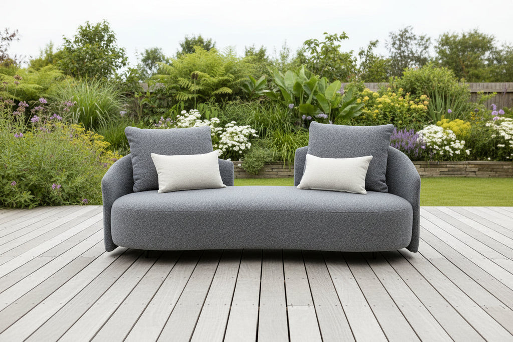 Serene Outdoor Modern Sofa - 83", Gray Bouclé All-Weather | Outdoor Sofa | Wiccan Center