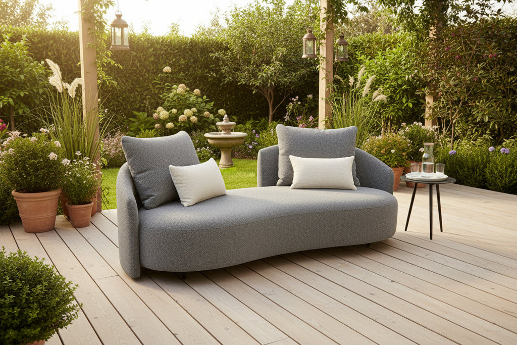 Serene Outdoor Modern Sofa - 83", Gray Bouclé All-Weather | Outdoor Sofa | Wiccan Center