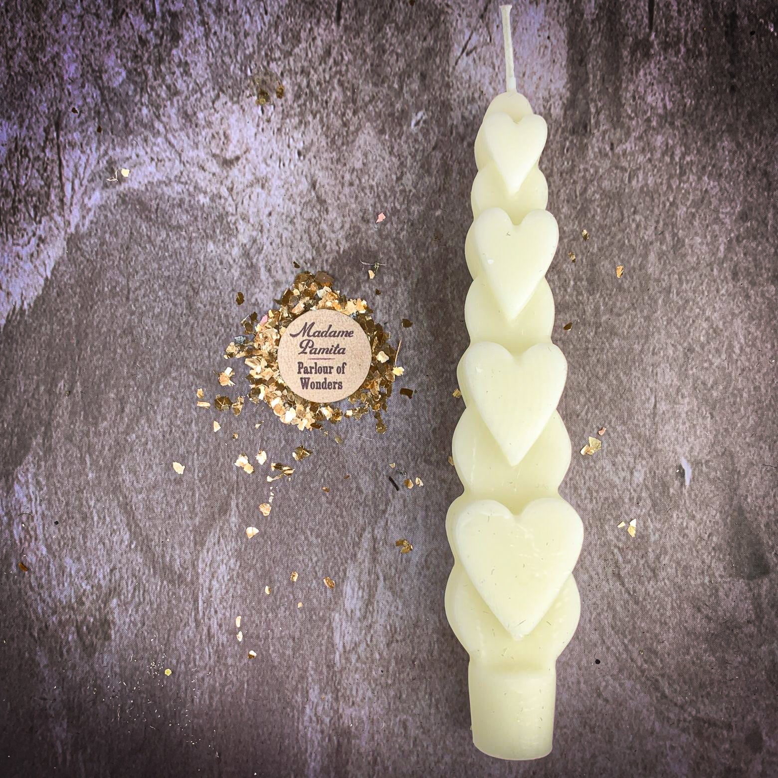 Beeswax Love Spell Heart Taper Candle - Romance & Attraction Magic | Beeswax Candle | Wiccan Center